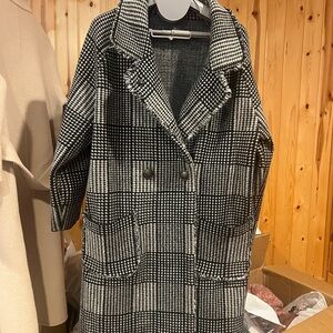 Elegant Black and White Women's Pea Coat